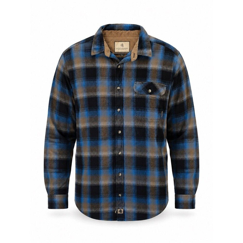 Legendary Whitetails Buck Camp Flannel Shirt Mens LT Plaid Button Up Hunting